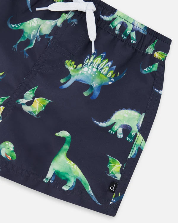 Deux Par Deux infant & boys dinosaur print boardshorts