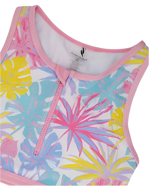 Deux Par Deux girls printed palm leaves swimsuit