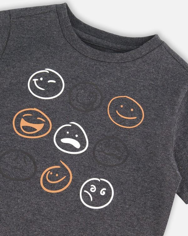 Deux Par Deux kids smiley face graphic tee
