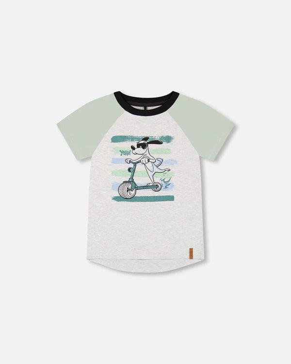 Deux Par Deux boys cotton raglan graphic tee