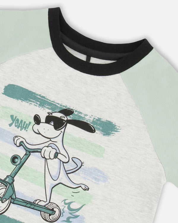 Deux Par Deux boys cotton raglan graphic tee