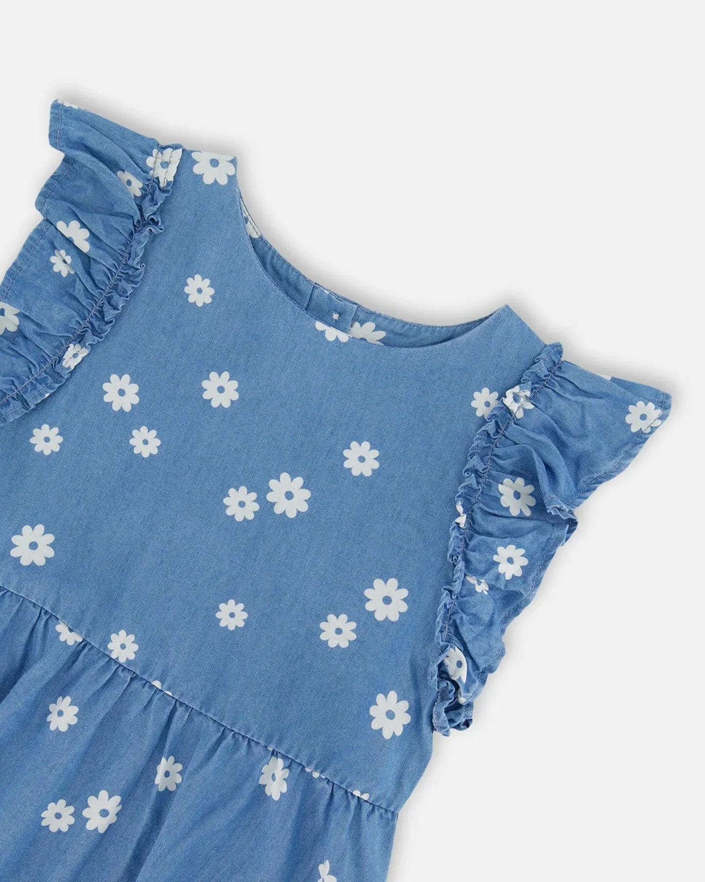 Deux Par Deux girls floral chambray dress