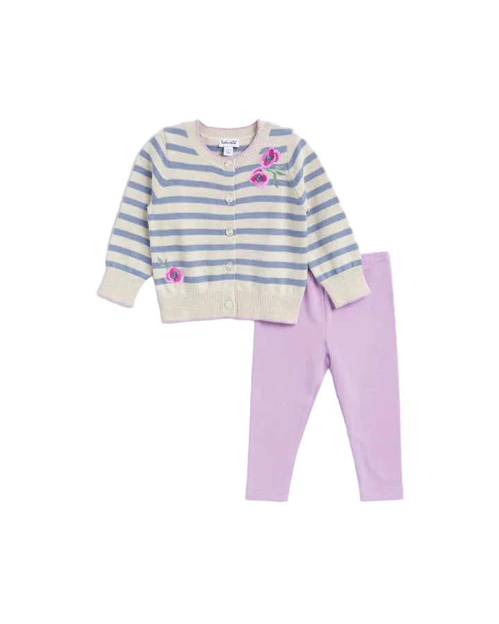 Splendid infant girl sage flower cardigan set