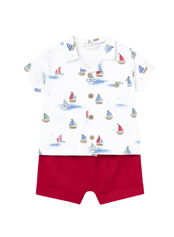Mayoral infant boy sailboat short set