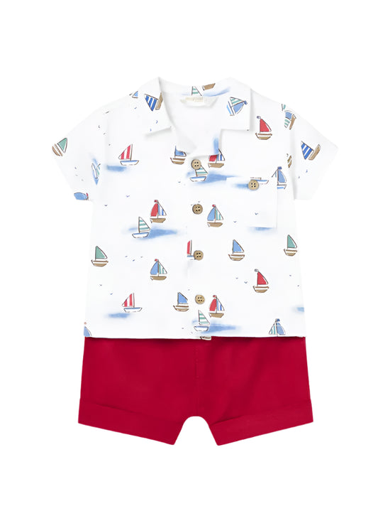 Mayoral infant boy sailboat short set