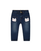 Deux Par Deux girls jeans with cat motif