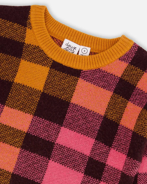 Deux Par Deux girls plaid sweater