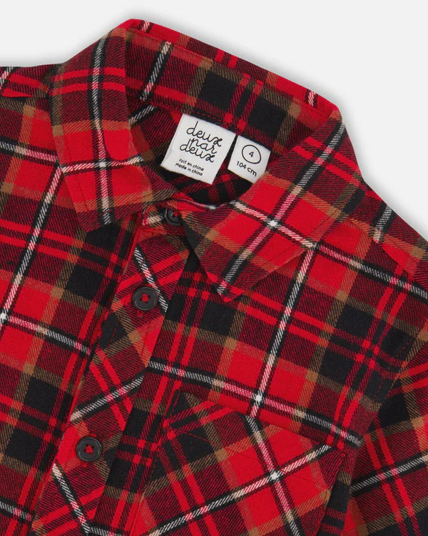 Deux Par Deux boys holiday plaid shirt