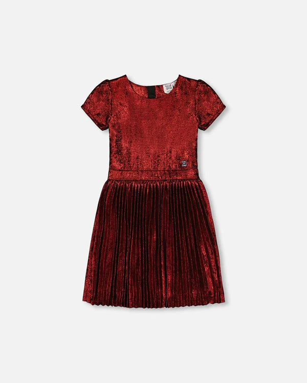 Deux Par Deux girls metallic red dress