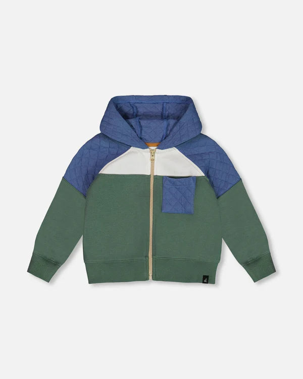 Deux Par Deux infant & boys full zip colorblock hooded sweatshirt