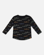 Deux Par Deux boys mountain print long sleeve tee