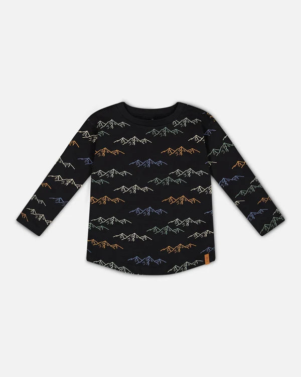 Deux Par Deux boys mountain print long sleeve tee