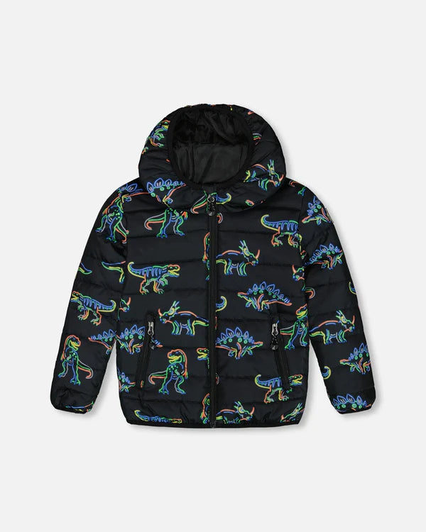 Deux Par Deux boys neon dino coat