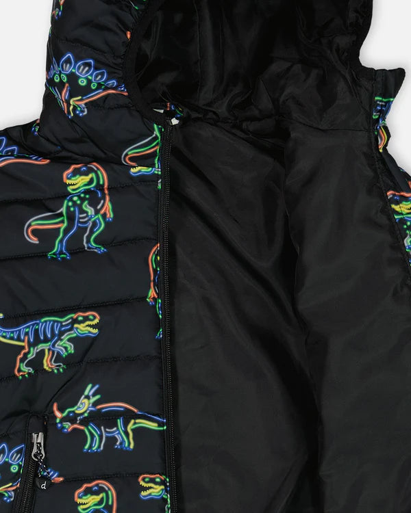 Deux Par Deux boys neon dino coat