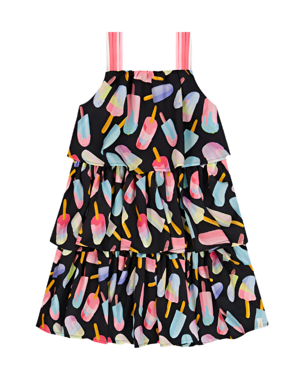 Deux Par Deux girls ice pops tiered dress