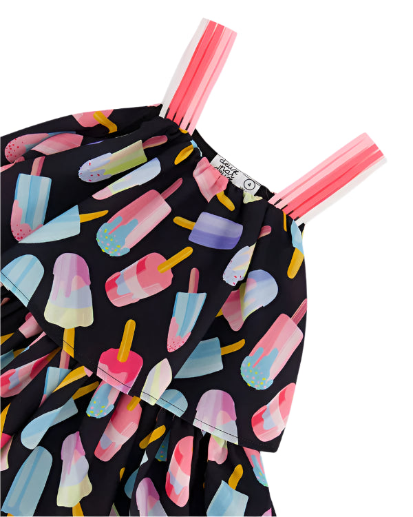 Deux Par Deux girls ice pops tiered dress