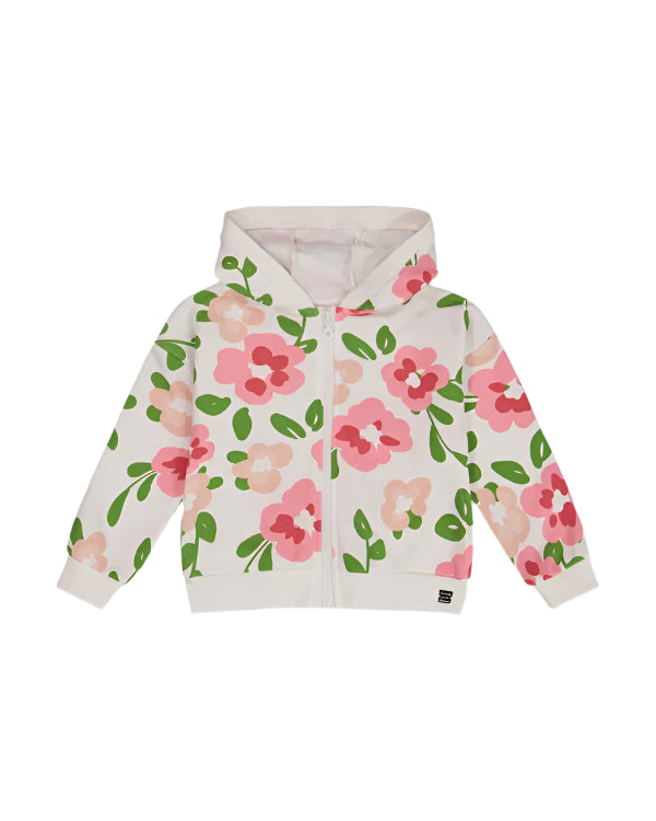 Deux Par Deux girls flower print zip hoodie