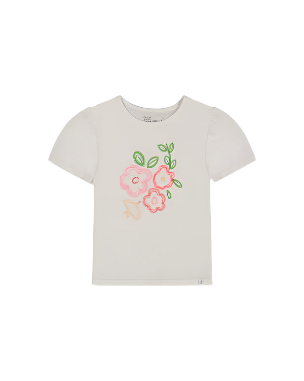 Deux Par Deux girls embroidered flower top