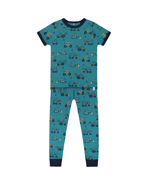 Deux Par Deux infant & boys construction truck pajamas