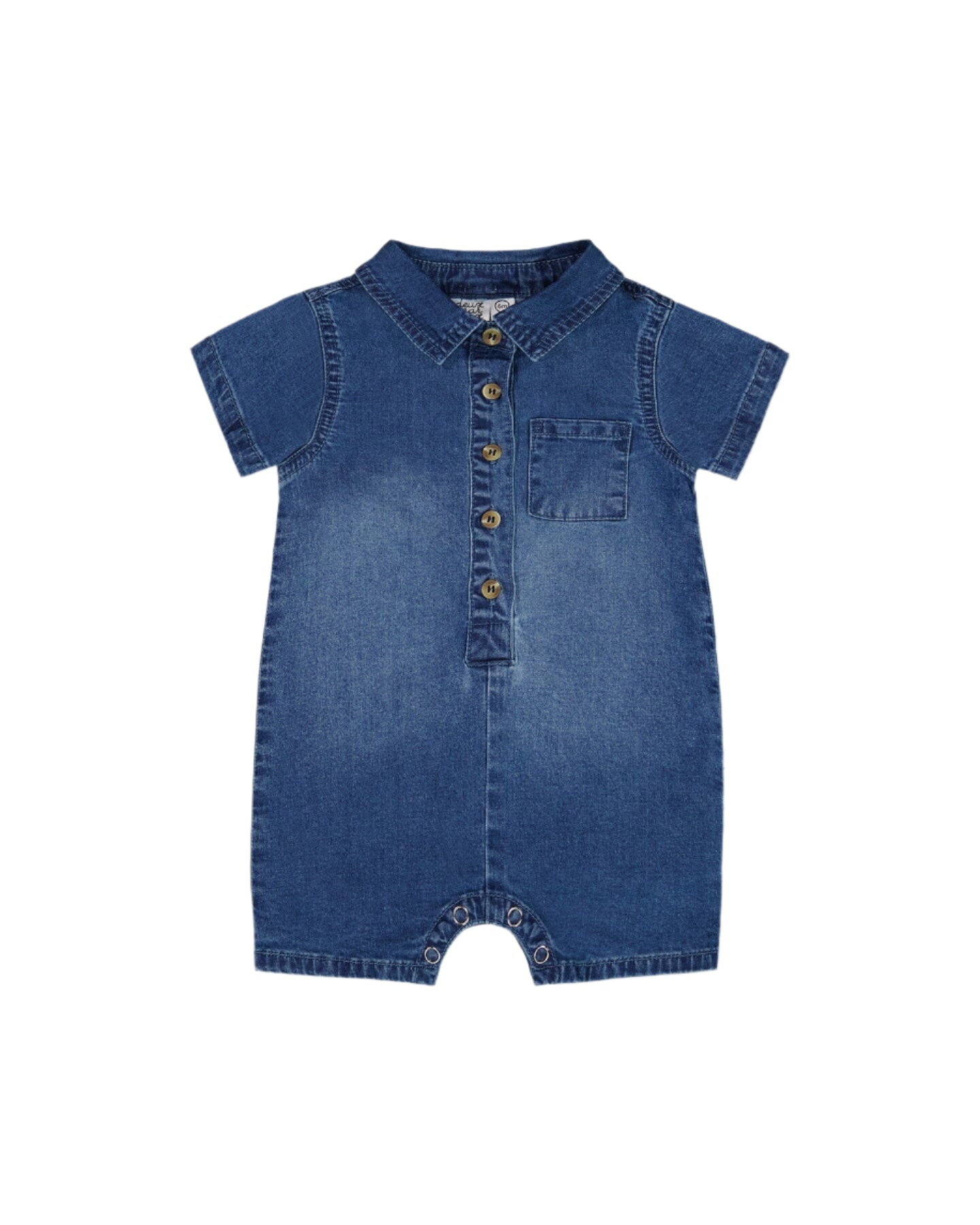 Deux Par Deux infant denim short romper