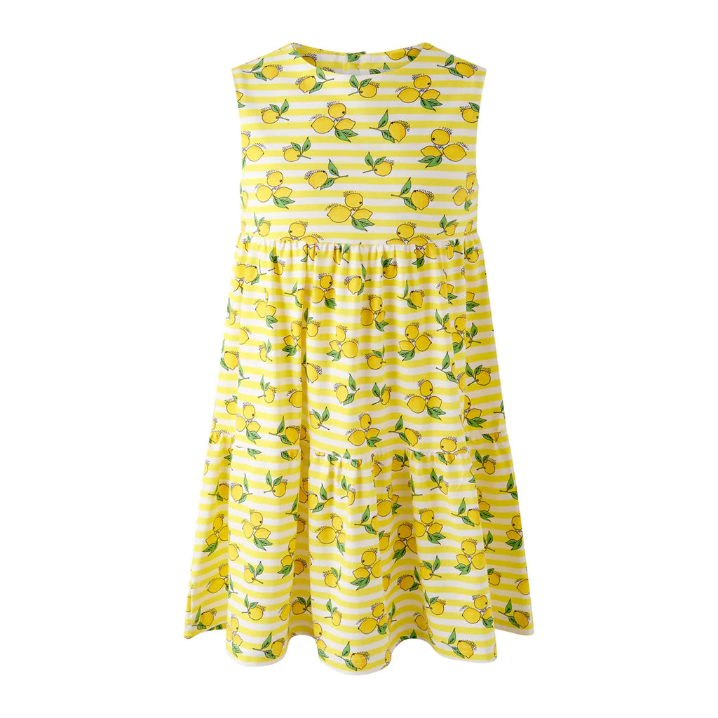 Rachel Riley girls lemon stripe jersey dress