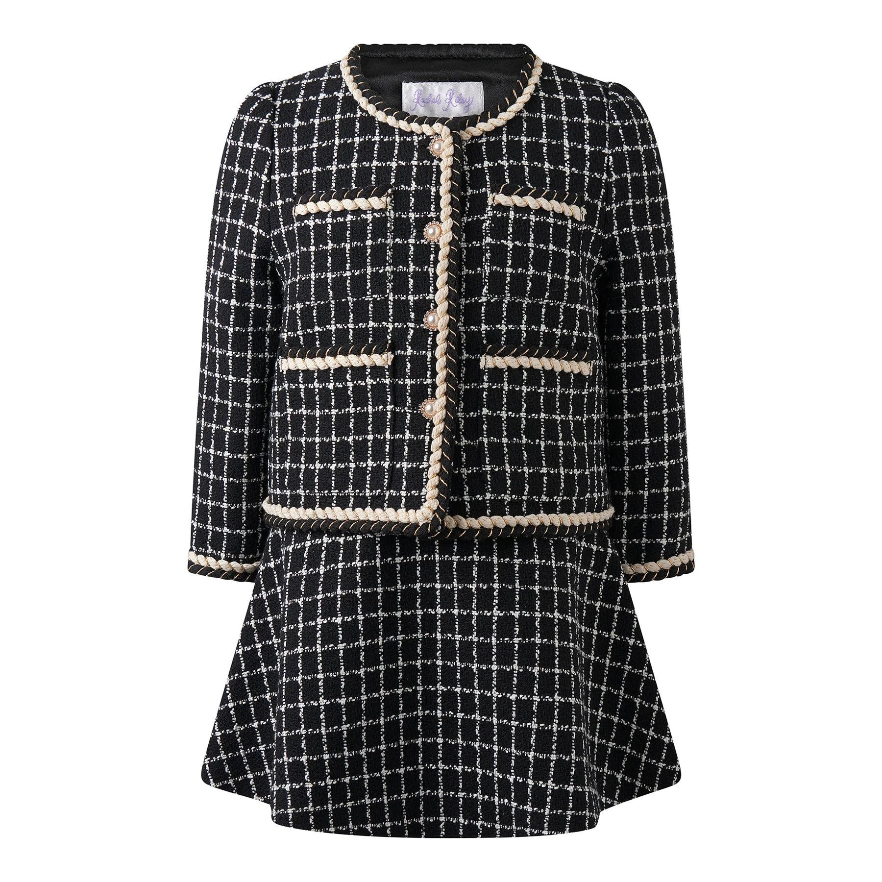 Rachel Riley girls check tweed jacket & skirt set
