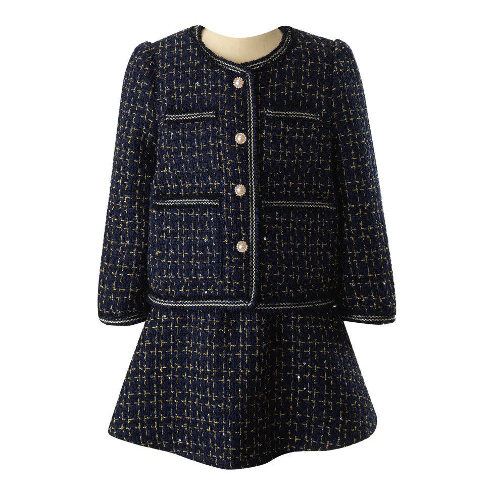 Rachel Riley girls tweed jacket & skirt set