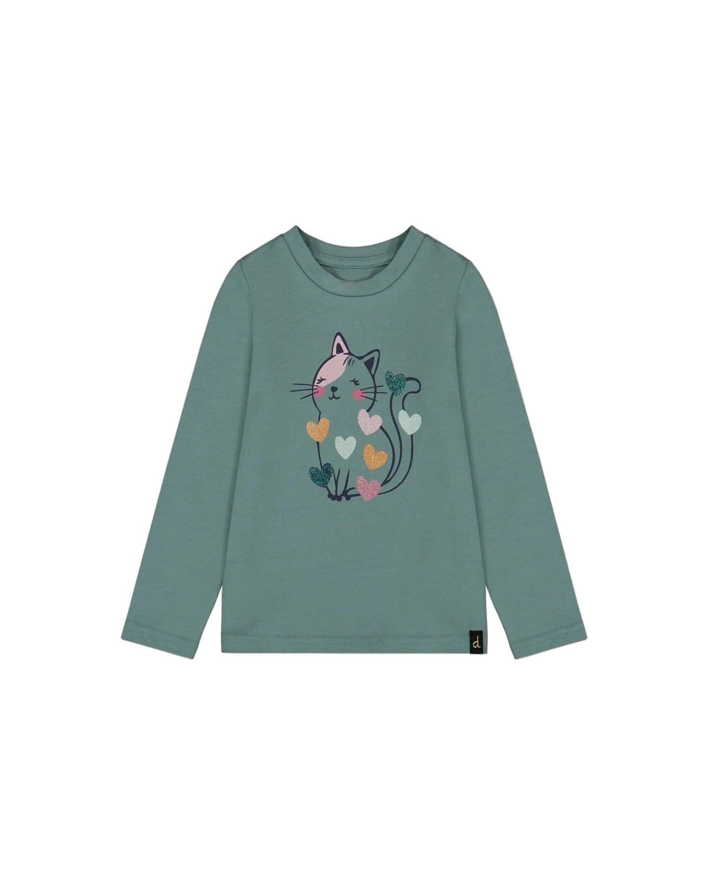 Deux Par Deux girls cat graphic long sleeve tee
