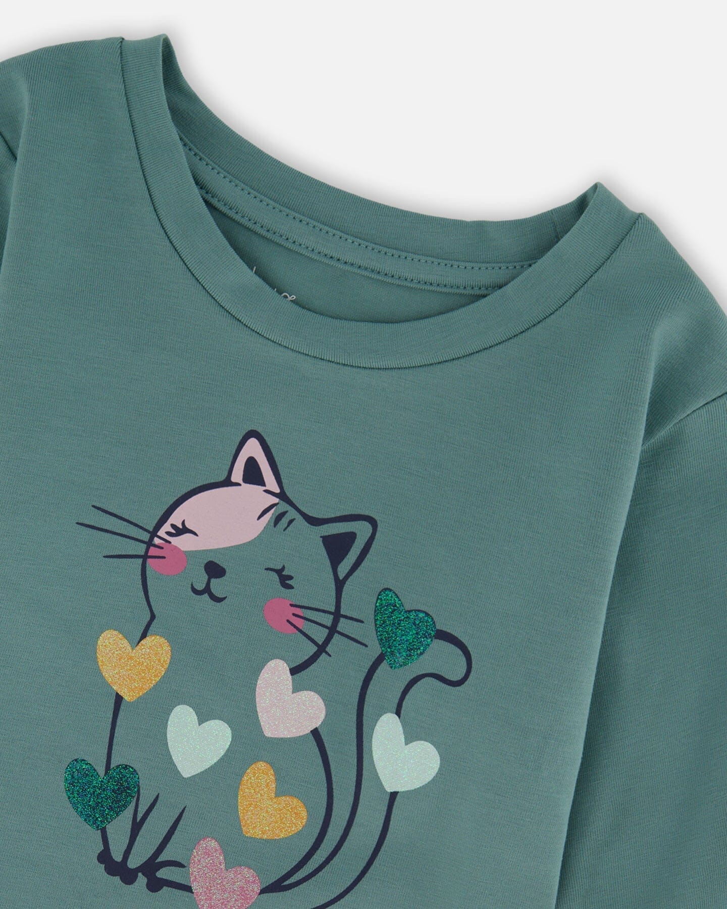 Deux Par Deux girls cat graphic long sleeve tee
