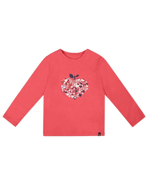 Deux Par Deux girls mini apples graphic long sleeve tee