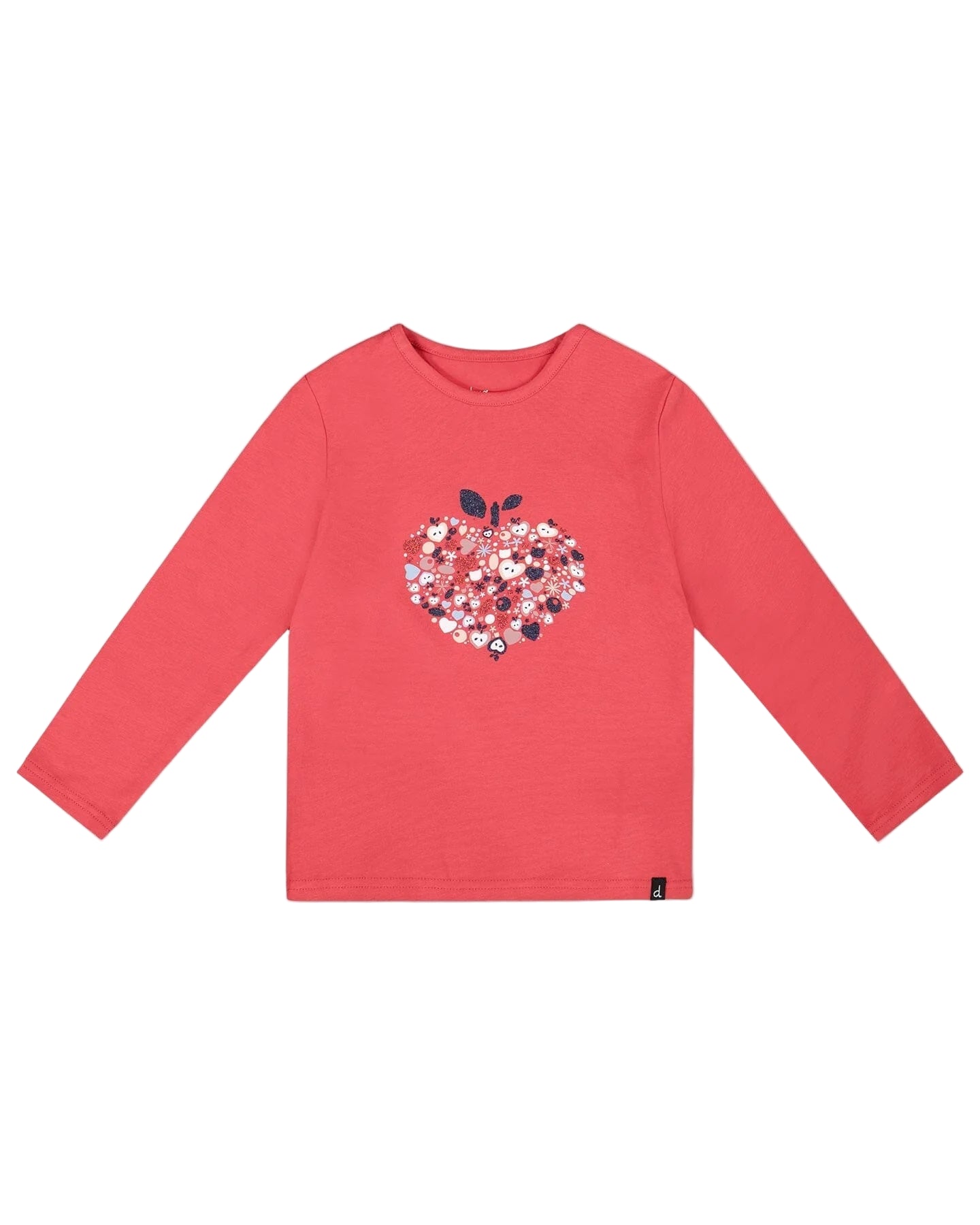Deux Par Deux girls mini apples graphic long sleeve tee