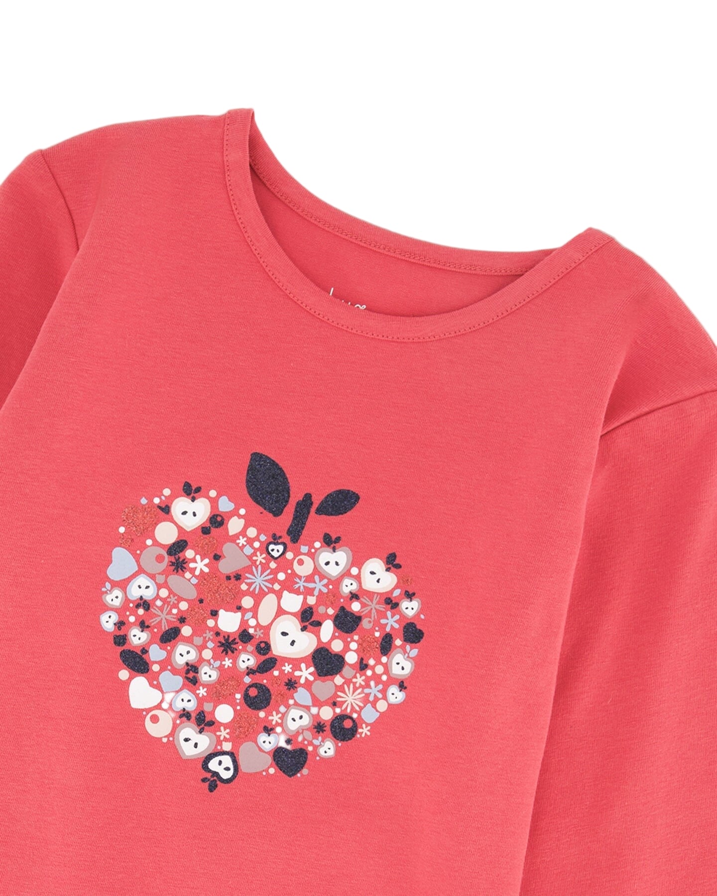 Deux Par Deux girls mini apples graphic long sleeve tee