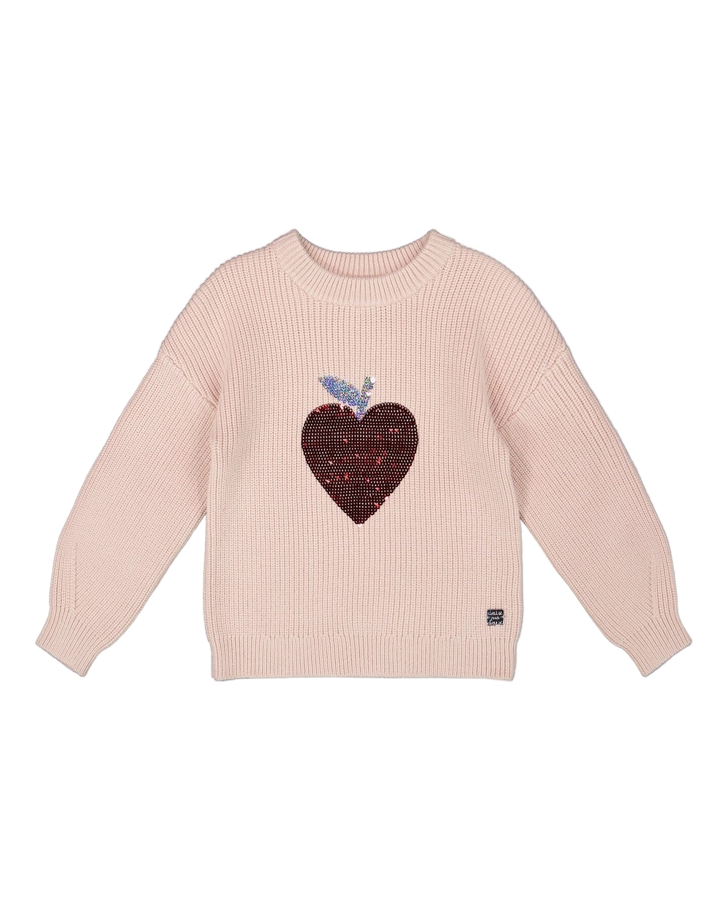 Deux Par Deux girls sequin heart knit sweater