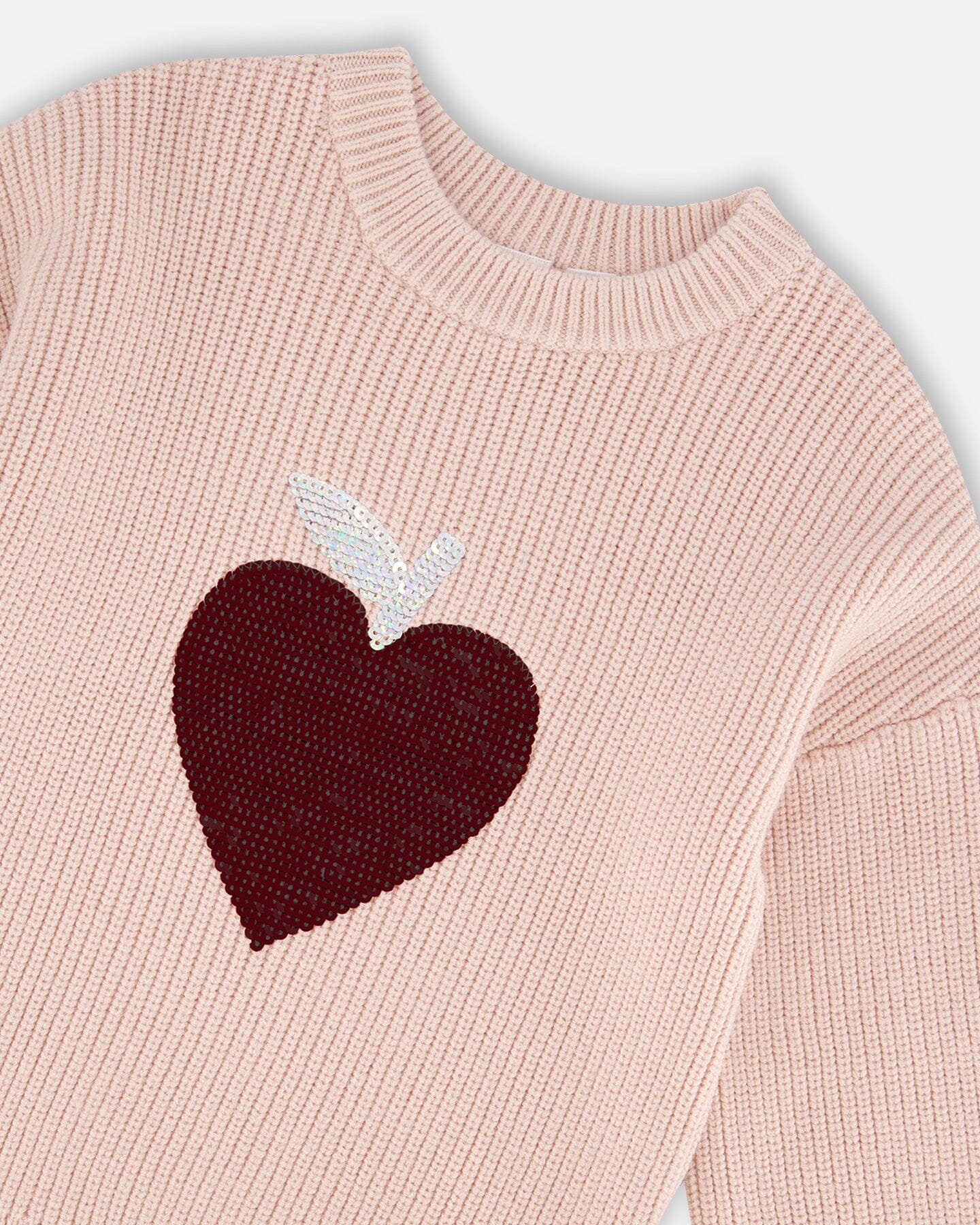 Deux Par Deux girls sequin heart knit sweater