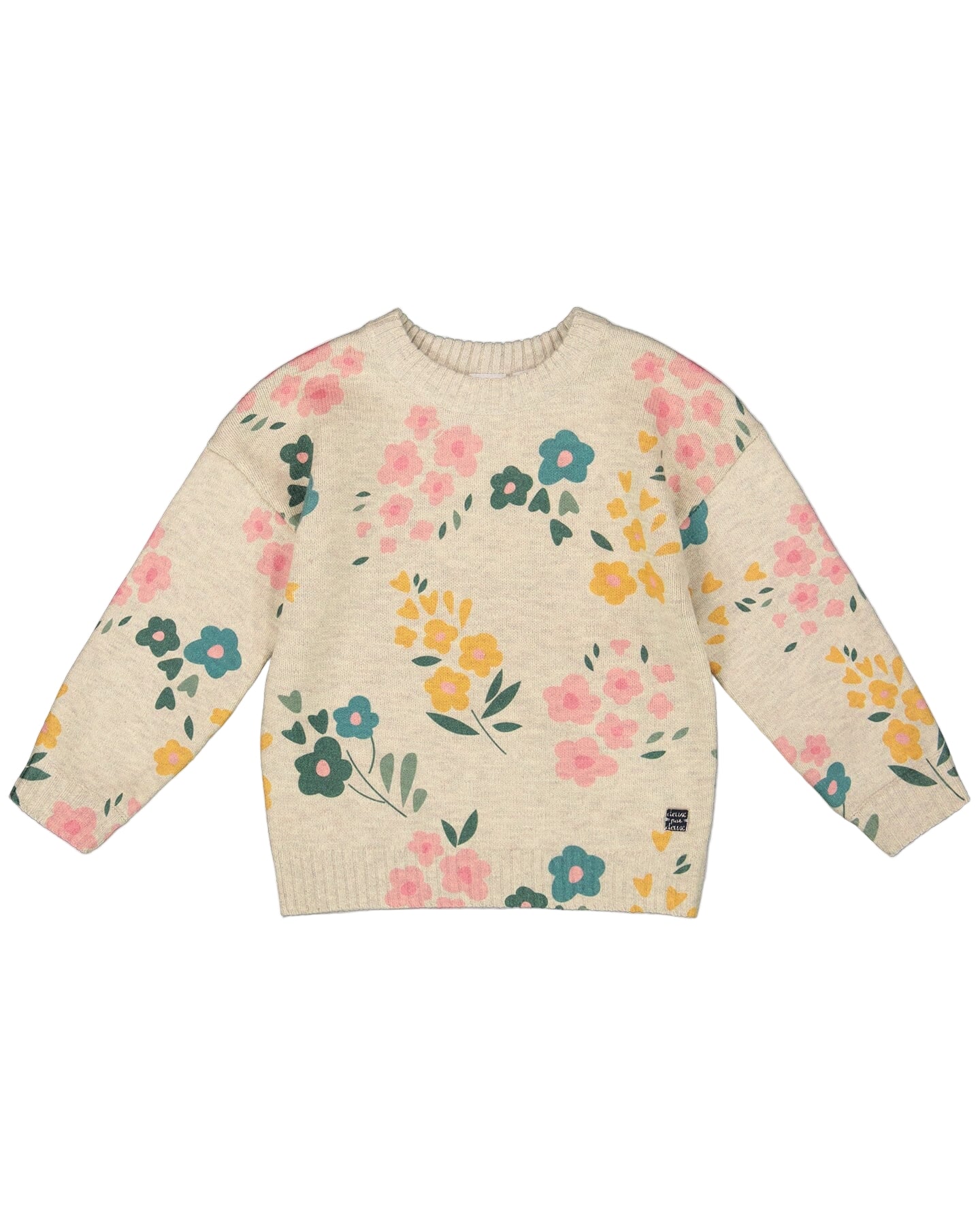 Deux Par Deux girls flower print knit sweater