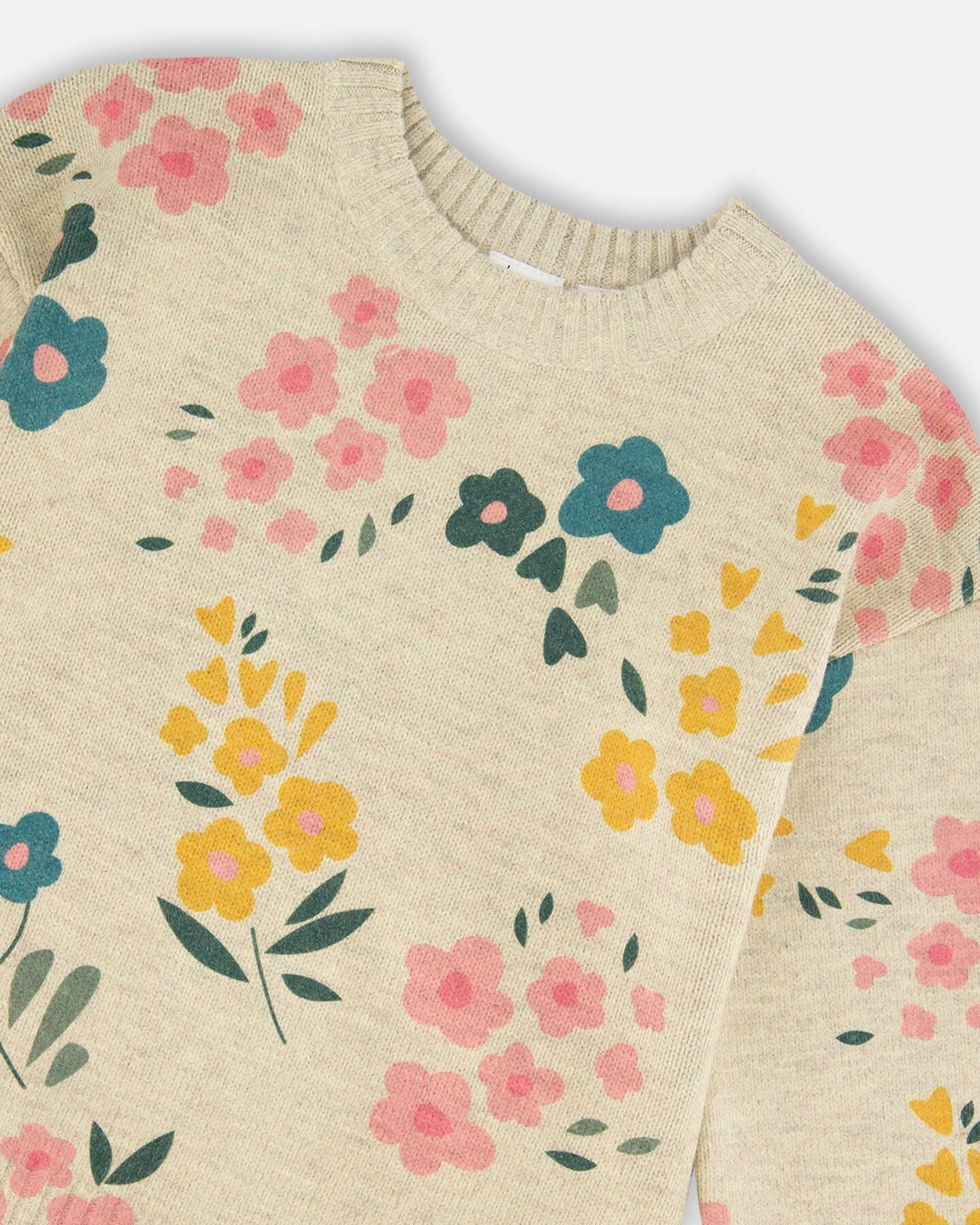 Deux Par Deux girls flower print knit sweater