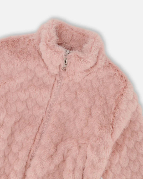 Deux Par Deux girls faux fur jacquard jacket