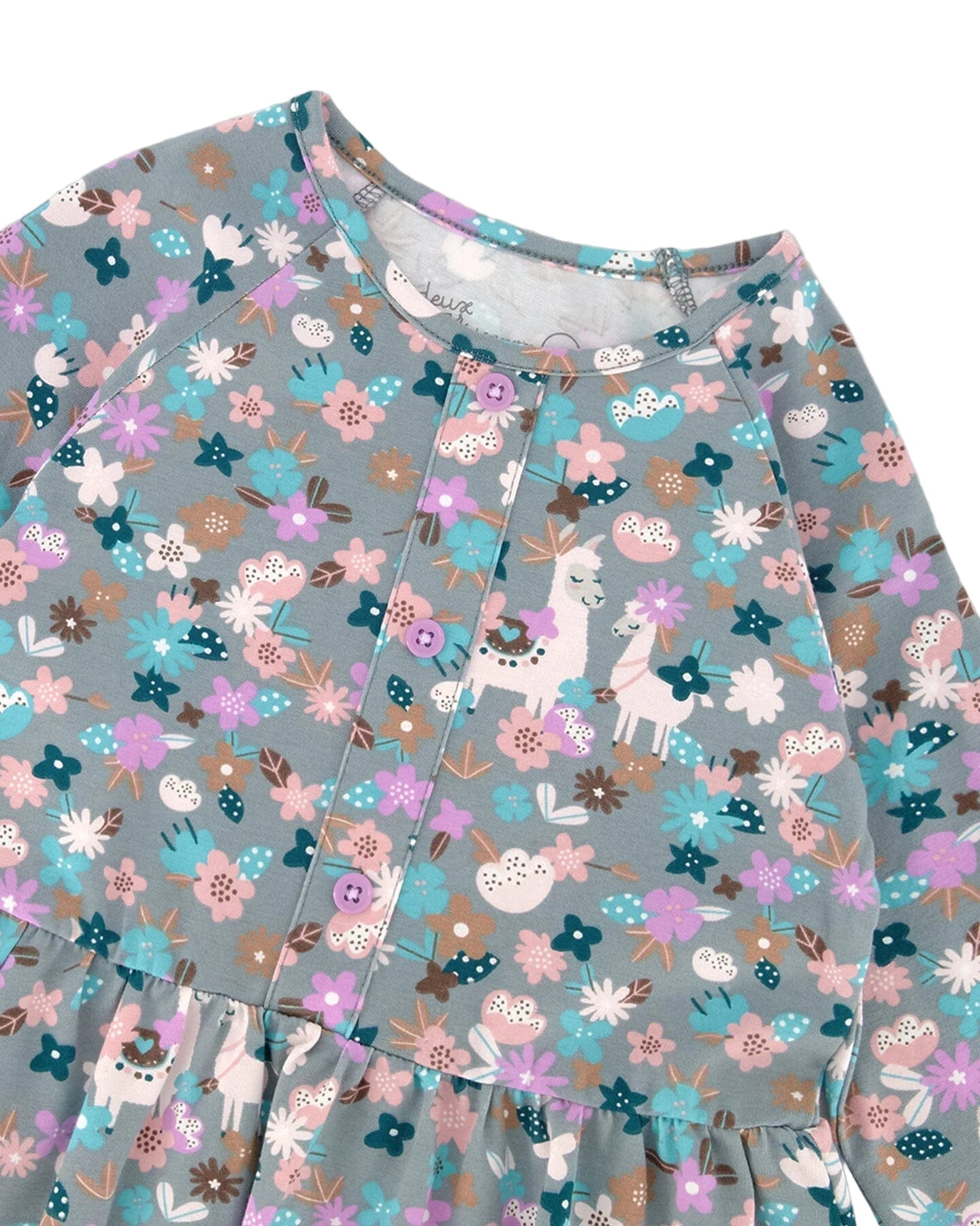 Deux Par Deux girls llama print organic cotton dress