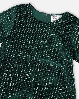 Deux Par Deux girls velvet sequin dress