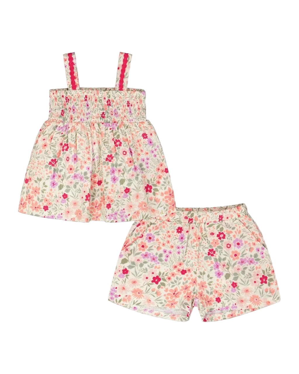 Deux Par Deux girls little meadow print muslin set