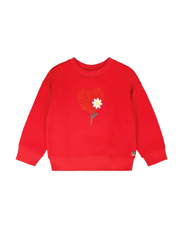 Deux Par Deux girls daisy embroidered french terry sweatshirt