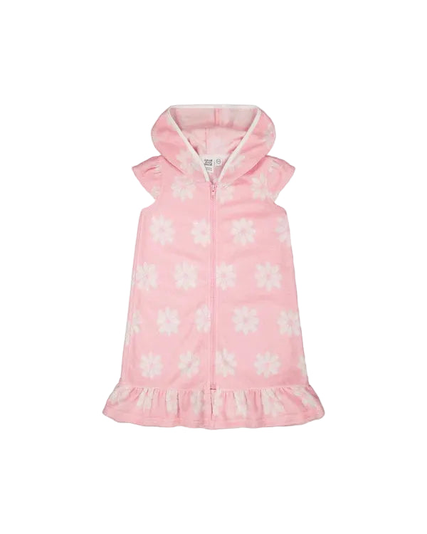 Deux Par Deux girls printed flowers terry cloth hoodie dress
