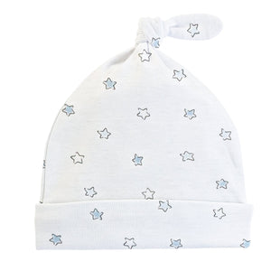 Baby Club Chic infant boy little blue stars print knot hat