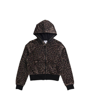 Splendid girls cheetah velour zip up hoodie