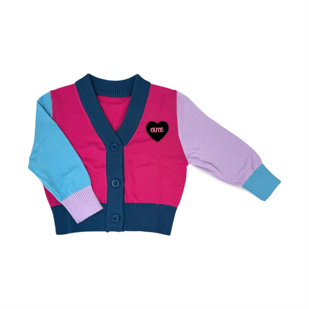 Wee Monster kids "cute" patch cardigan