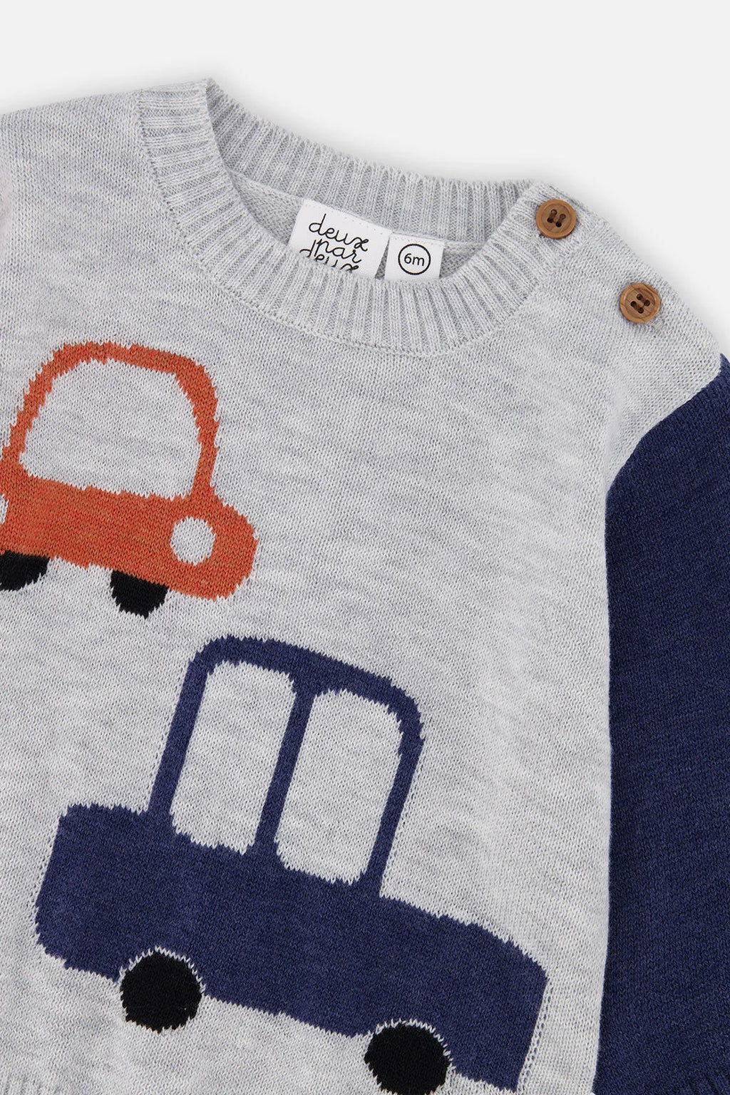 Deux Par Deux infant boy cars knit set
