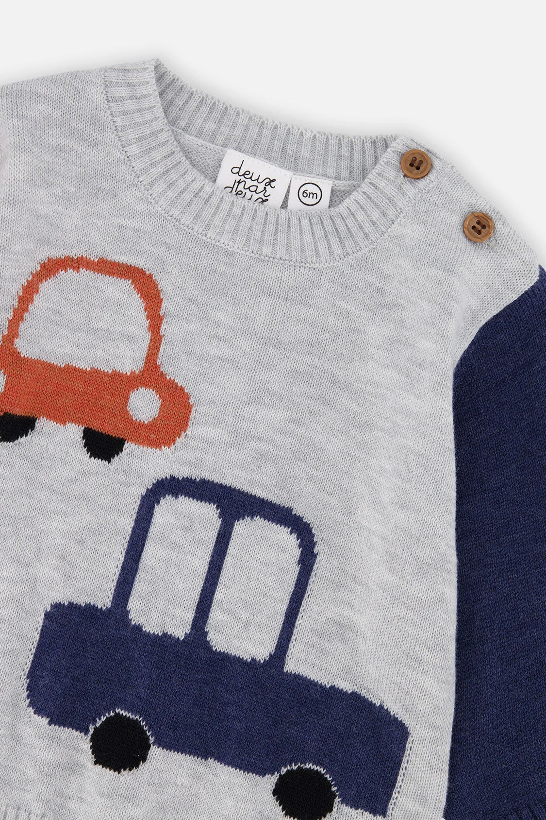 Deux Par Deux infant boy cars knit set