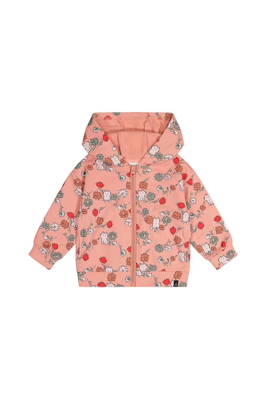 Deux Par Deux girls cat print zip up hoodie
