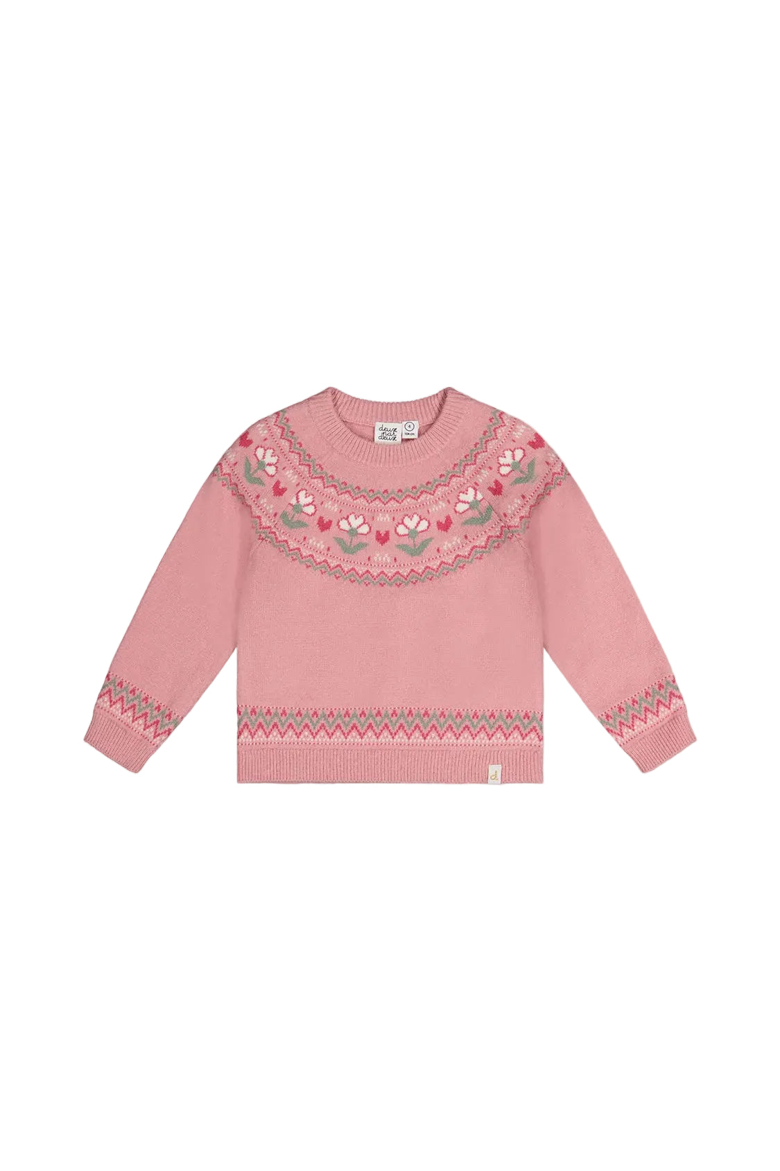 Deux Par Deux girls flower jacquard sweater