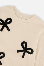 Deux Par Deux girls bow sweater